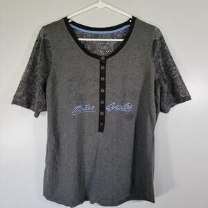 Harley Davidson Shirt Womens L Gray Biker Sturgis Bike Rally Feminine Airy Cool